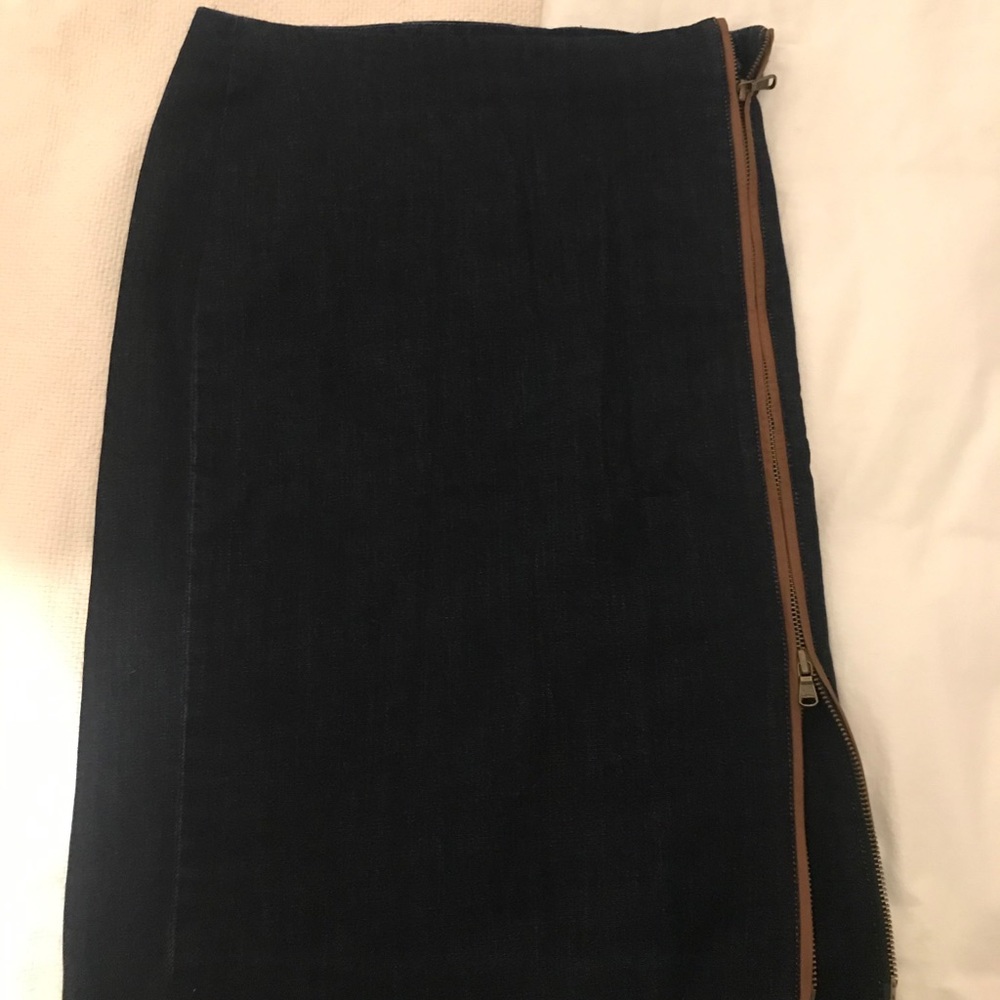 Ralph Lauren Jean skirt with leather side zipper